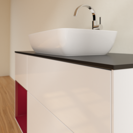 Тумба под раковину Villeroy & Boch Finion 120х50,1 см с подсветкой МДФ глянцевый белый лак/стекло черное матовое F822HBGF