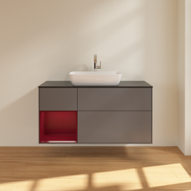 Тумба под раковину Villeroy & Boch Finion 120х50,1 см с подсветкой МДФ антрацит матовый лак/стекло черное матовое F822HBGK