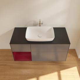 Тумба под раковину Villeroy & Boch Finion 120х50,1 см с подсветкой МДФ антрацит матовый лак/стекло черное матовое F822HBGK