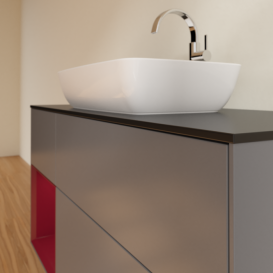 Тумба под раковину Villeroy & Boch Finion 120х50,1 см с подсветкой МДФ антрацит матовый лак/стекло черное матовое F822HBGK