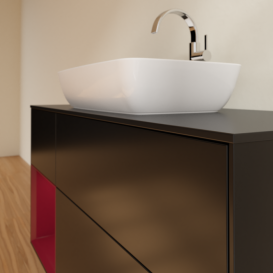 Тумба под раковину Villeroy & Boch Finion 120х50,1 см с подсветкой МДФ черный матовый лак/стекло черное матовое F822HBPD