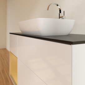 Тумба під раковину Villeroy & Boch Finion 120х50,1 см із підсвічуванням МДФ білий глянцевий лак/скло чорне матове F822HFGF