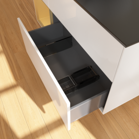 Тумба під раковину Villeroy & Boch Finion 120х50,1 см із підсвічуванням МДФ білий глянцевий лак/скло чорне матове F822HFGF