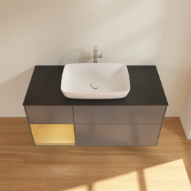 Тумба под раковину Villeroy & Boch Finion 120х50,1 см с подсветкой МДФ антрацит матовый лак/стекло черное матовое F822HFGK