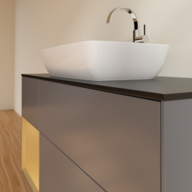 Тумба под раковину Villeroy & Boch Finion 120х50,1 см с подсветкой МДФ антрацит матовый лак/стекло черное матовое F822HFGK