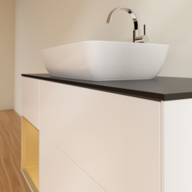 Тумба под раковину Villeroy & Boch Finion 120х50,1 см с подсветкой МДФ белый матовый лак/стекло черное матовое F822HFMT