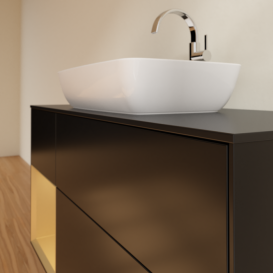 Тумба под раковину Villeroy & Boch Finion 120х50,1 см с подсветкой МДФ черный матовый лак/стекло черное матовое F822HFPD