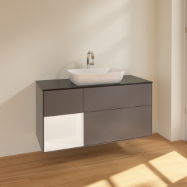 Тумба під раковину Villeroy & Boch Finion 120х50,1 см із підсвічуванням МДФ антрацит матовий лак/скло чорне матове F822MTGK