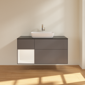 Тумба під раковину Villeroy & Boch Finion 120х50,1 см із підсвічуванням МДФ антрацит матовий лак/скло чорне матове F822MTGK