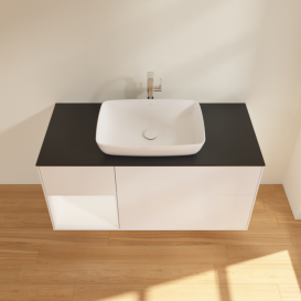 Тумба под раковину Villeroy & Boch Finion 120х50,1 см с подсветкой МДФ белый матовый лак/стекло черное матовое F822MTMT