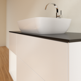 Тумба под раковину Villeroy & Boch Finion 120х50,1 см с подсветкой МДФ белый матовый лак/стекло черное матовое F822MTMT