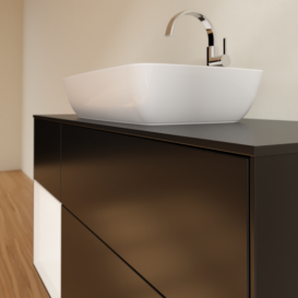 Тумба под раковину Villeroy & Boch Finion 120х50,1 см с подсветкой МДФ черный матовый лак/стекло черное матовое F822MTPD