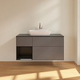 Тумба под раковину Villeroy & Boch Finion 120х50,1 см с подсветкой МДФ антрацит матовый лак/стекло черное матовое F822PDGK