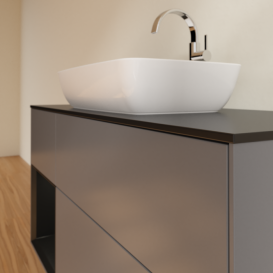 Тумба под раковину Villeroy & Boch Finion 120х50,1 см с подсветкой МДФ антрацит матовый лак/стекло черное матовое F822PDGK