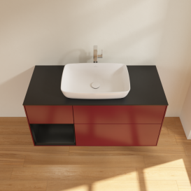 Тумба под раковину Villeroy & Boch Finion 120х50,1 см с подсветкой МДФ пион матовый лак/стекло черное матовое F822PDHB