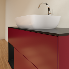 Тумба под раковину Villeroy & Boch Finion 120х50,1 см с подсветкой МДФ пион матовый лак/стекло черное матовое F822PDHB