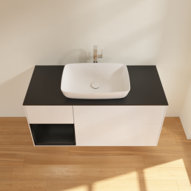 Тумба под раковину Villeroy & Boch Finion 120х50,1 см с подсветкой МДФ белый матовый лак/стекло черное матовое F822PDMT