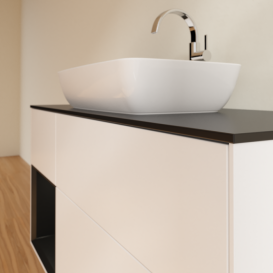 Тумба под раковину Villeroy & Boch Finion 120х50,1 см с подсветкой МДФ белый матовый лак/стекло черное матовое F822PDMT