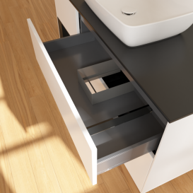 Тумба под раковину Villeroy & Boch Finion 120х50,1 см с подсветкой МДФ белый матовый лак/стекло черное матовое F822PDMT