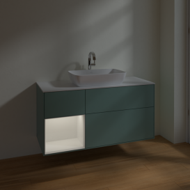 Тумба под раковину Villeroy & Boch Finion 120х50,1 см с подсветкой МДФ оливковый матовый лак/стекло белое матовое F821GFGM
