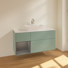 Тумба под раковину Villeroy & Boch Finion 120х50,1 см с подсветкой МДФ оливковый матовый лак/стекло белое матовое F821GKGM