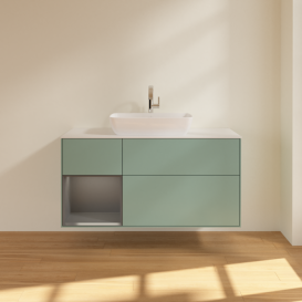 Тумба под раковину Villeroy & Boch Finion 120х50,1 см с подсветкой МДФ оливковый матовый лак/стекло белое матовое F821GKGM