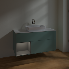 Тумба под раковину Villeroy & Boch Finion 120х50,1 см с подсветкой МДФ оливковый матовый лак/стекло белое матовое F821GKGM