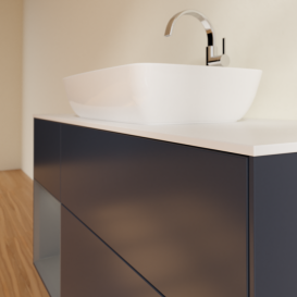 Тумба под раковину Villeroy & Boch Finion 120х50,1 см с подсветкой МДФ темно-синий матовый лак/стекло белое матовое F821GKHG