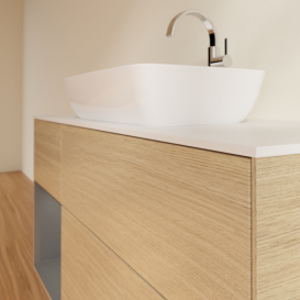 Тумба під раковину Villeroy & Boch Finion 120х50,1 см із підсвічуванням МДФ шпон дуба/скло біле матове F821GKPC