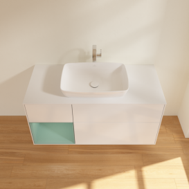 Тумба под раковину Villeroy & Boch Finion 120х50,1 см с подсветкой МДФ глянцевый белый лак/стекло белое матовое F821GMGF