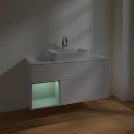 Тумба под раковину Villeroy & Boch Finion 120х50,1 см с подсветкой МДФ глянцевый белый лак/стекло белое матовое F821GMGF