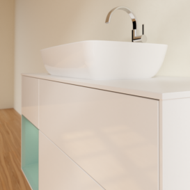 Тумба под раковину Villeroy & Boch Finion 120х50,1 см с подсветкой МДФ глянцевый белый лак/стекло белое матовое F821GMGF