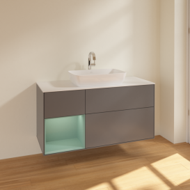 Тумба под раковину Villeroy & Boch Finion 120х50,1 см с подсветкой МДФ антрацит матовый лак/стекло белое матовое F821GMGK