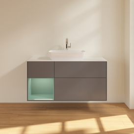 Тумба под раковину Villeroy & Boch Finion 120х50,1 см с подсветкой МДФ антрацит матовый лак/стекло белое матовое F821GMGK