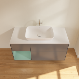 Тумба под раковину Villeroy & Boch Finion 120х50,1 см с подсветкой МДФ антрацит матовый лак/стекло белое матовое F821GMGK