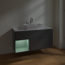 Тумба под раковину Villeroy & Boch Finion 120х50,1 см с подсветкой МДФ антрацит матовый лак/стекло белое матовое F821GMGK