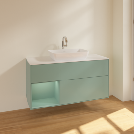 Тумба под раковину Villeroy & Boch Finion 120х50,1 см с подсветкой МДФ оливковый матовый лак/стекло белое матовое F821GMGM