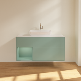 Тумба под раковину Villeroy & Boch Finion 120х50,1 см с подсветкой МДФ оливковый матовый лак/стекло белое матовое F821GMGM