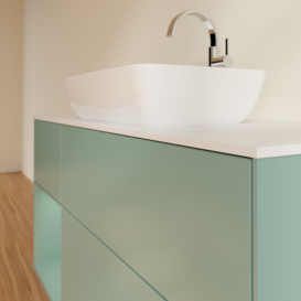 Тумба под раковину Villeroy & Boch Finion 120х50,1 см с подсветкой МДФ оливковый матовый лак/стекло белое матовое F821GMGM