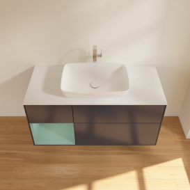 Тумба под раковину Villeroy & Boch Finion 120х50,1 см с подсветкой МДФ темно-синий матовый лак/стекло белое матовое F821GMHG