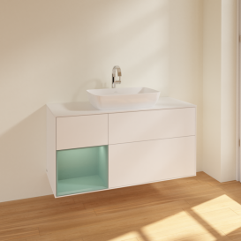 Тумба под раковину Villeroy & Boch Finion 120х50,1 см с подсветкой МДФ белый матовый лак/стекло белое матовое F821GMMT