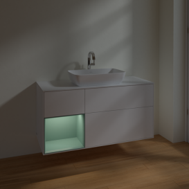 Тумба под раковину Villeroy & Boch Finion 120х50,1 см с подсветкой МДФ белый матовый лак/стекло белое матовое F821GMMT