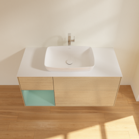 Тумба под раковину Villeroy & Boch Finion 120х50,1 см с подсветкой МДФ шпон дуба/стекло белое матовое F821GMPC