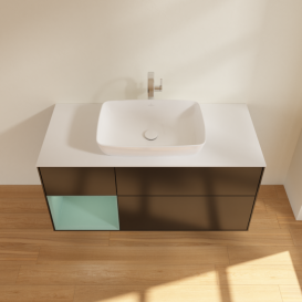 Тумба под раковину Villeroy & Boch Finion 120х50,1 см с подсветкой МДФ черный матовый лак/стекло белое матовое F821GMPD