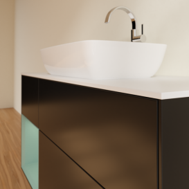 Тумба под раковину Villeroy & Boch Finion 120х50,1 см с подсветкой МДФ черный матовый лак/стекло белое матовое F821GMPD