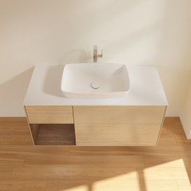 Тумба под раковину Villeroy & Boch Finion 120х50,1 см с подсветкой МДФ шпон дуба/стекло белое матовое F821GNPC