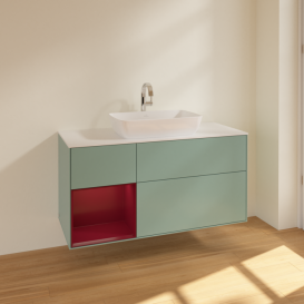 Тумба под раковину Villeroy & Boch Finion 120х50,1 см с подсветкой МДФ оливковый матовый лак/стекло белое матовое F821HBGM