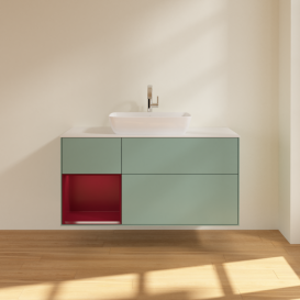 Тумба под раковину Villeroy & Boch Finion 120х50,1 см с подсветкой МДФ оливковый матовый лак/стекло белое матовое F821HBGM