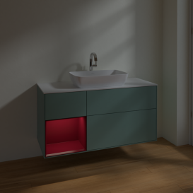 Тумба под раковину Villeroy & Boch Finion 120х50,1 см с подсветкой МДФ оливковый матовый лак/стекло белое матовое F821HBGM