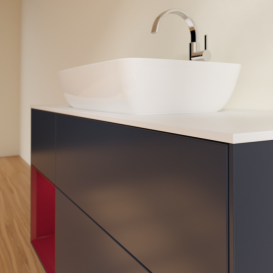 Тумба под раковину Villeroy & Boch Finion 120х50,1 см с подсветкой МДФ темно-синий матовый лак/стекло белое матовое F821HBHG